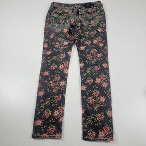 Miss Me Cargo Black Floral Jeans | Women's Size 28 | Ankle Skinny | 29" x 28"